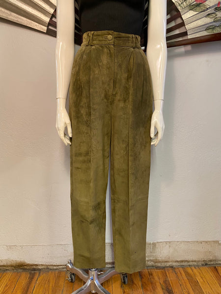 Pleat Front Suede Pants, M