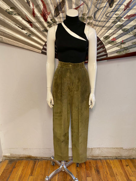 Pleat Front Suede Pants, M