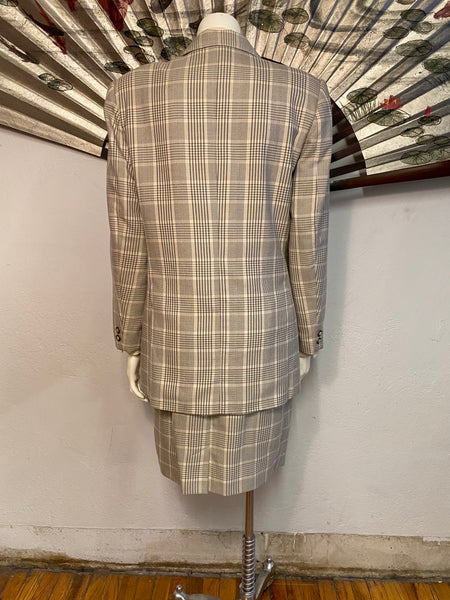 Glen Check Skirt Suit, S