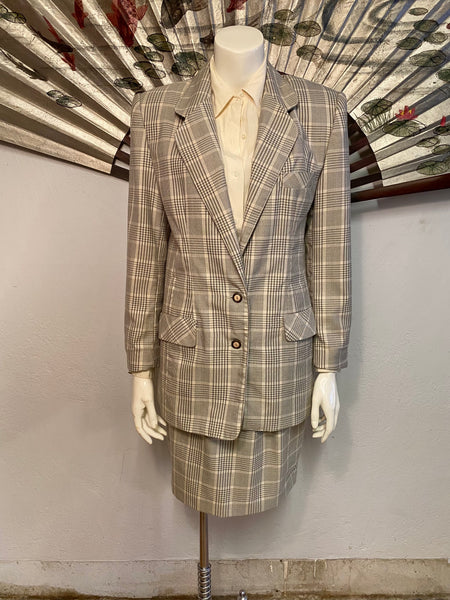 Glen Check Skirt Suit, S