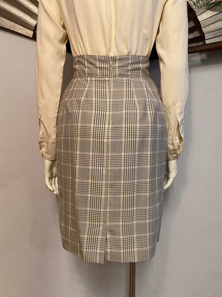 Glen Check Skirt Suit, S