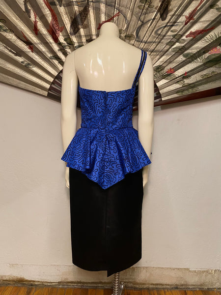 Blue Peplum Cocktail Dress, m
