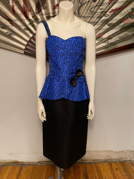 Blue Peplum Cocktail Dress, m