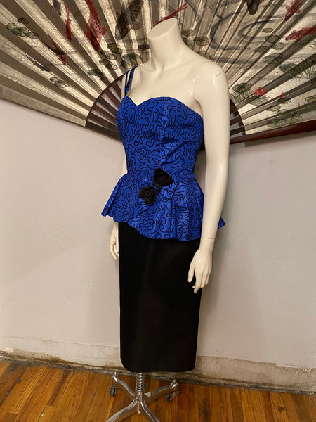 Blue Peplum Cocktail Dress, m