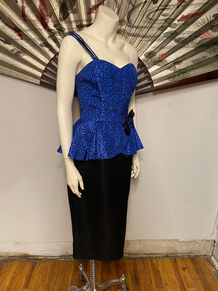 Blue Peplum Cocktail Dress, m