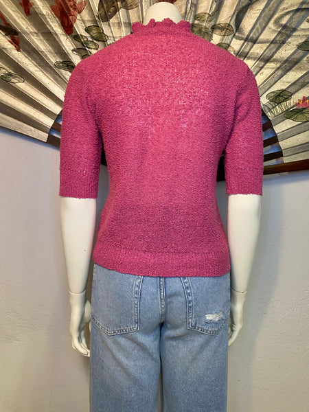 Bouclé Short Sleeve Sweater, S