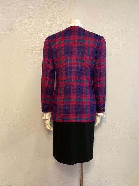 Magenta Plaid Blazer, S