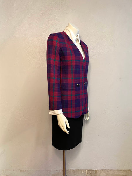 Magenta Plaid Blazer, S