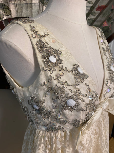 Hand Beaded Lace dress, XS