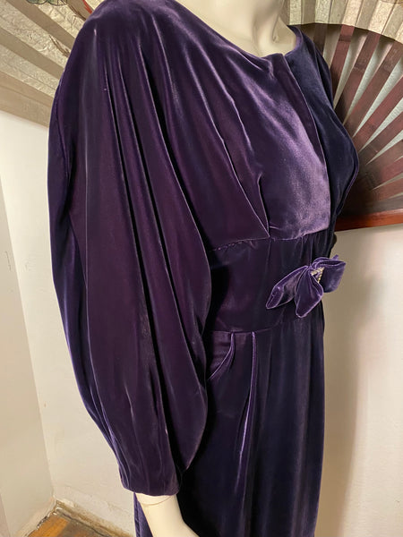 Purple Silk Velvet Dress, M / L