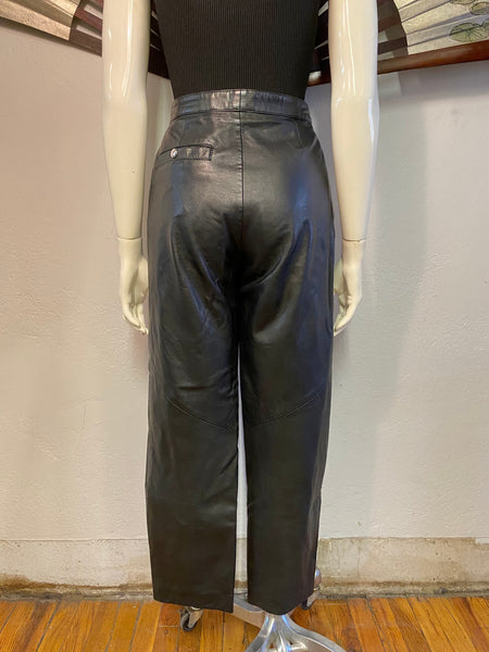 Pleat Front Leather Pants, S
