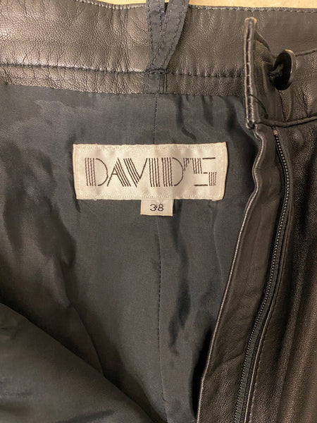 Pleat Front Leather Pants, S