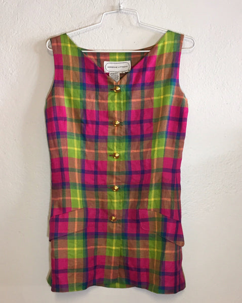 Plaid Linen Vest, S