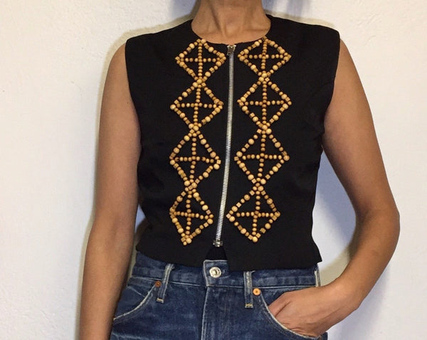 Vest with Wood Beads, XS