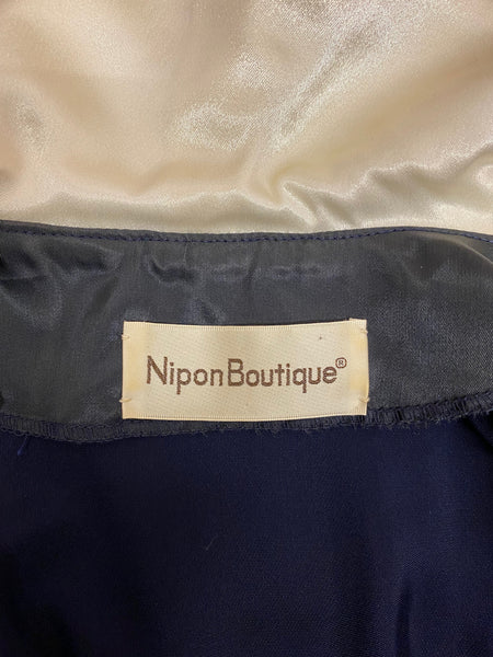 Blue Velvet Dress with Shawl Collar, S