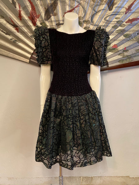 Drop Waist Velvet Dress, S