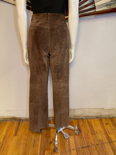 Suede Bootcut / Flare Leg Pants, L