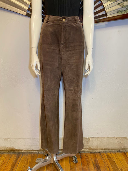 Suede Bootcut / Flare Leg Pants, L