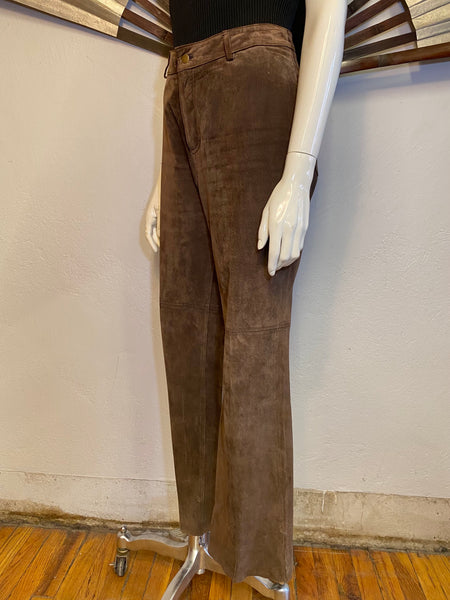 Suede Bootcut / Flare Leg Pants, L