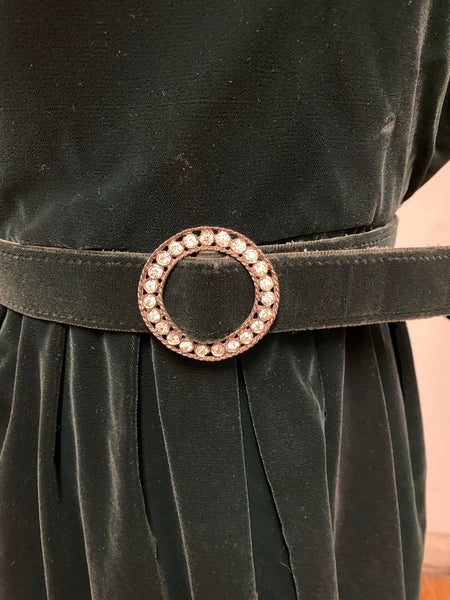 Green Velvet Dress w/Matching Belt, L