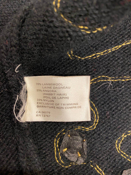 Embellished Open Front Sweater, L