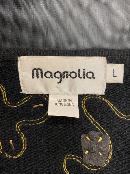 Embellished Open Front Sweater, L