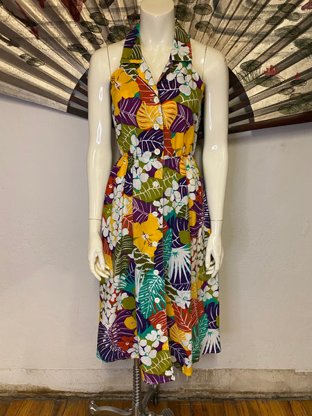 Tropical Print Dress, S
