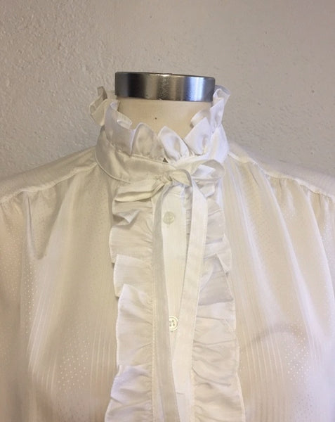 Ruffle Neck Blouse L/S, L