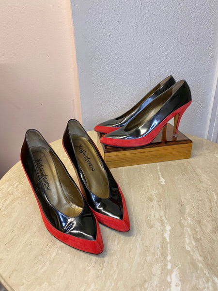 Yves Saint Laurent Red & Black Heels, 7.5N / 7.5M