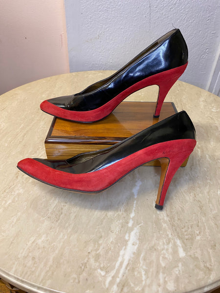 Yves Saint Laurent Red & Black Heels, 7.5N / 7.5M