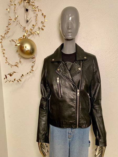 Barneys Originals Leather Moto Jacket, S / M