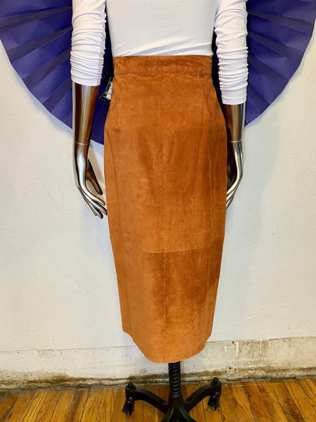 Asymetric Suede Skirt, W:  29.75"