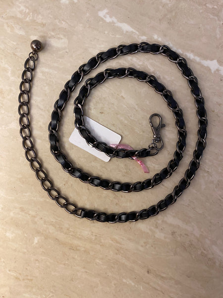 Chain & Faux Leather Belt, O/S