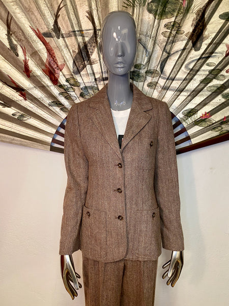 Four Piece Herringbone Tweed Suit, S