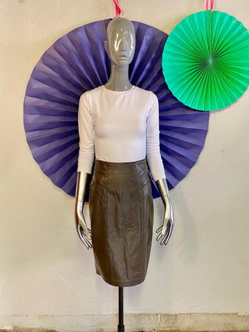 Short Leather Pencil Skirt, W:  25"