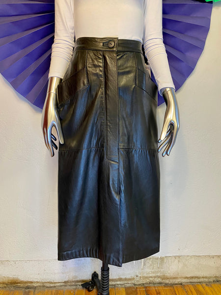 Leather Midi Skirt, W:  27.25"