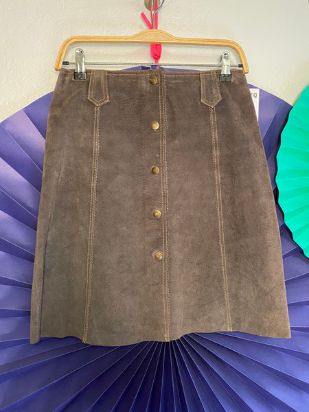 Vintage Style Suede Skirt, W:  29"