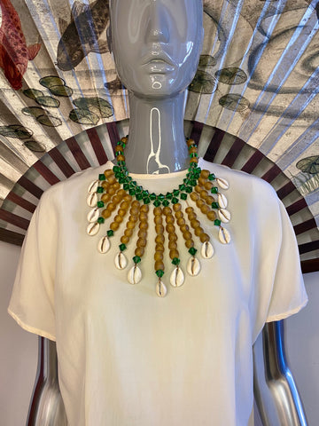 Glass & Shell Collar Necklace