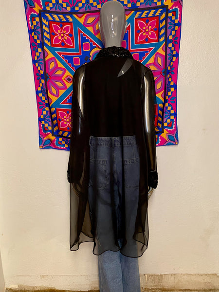 Organza Coat with Sequin Trim, XS / S