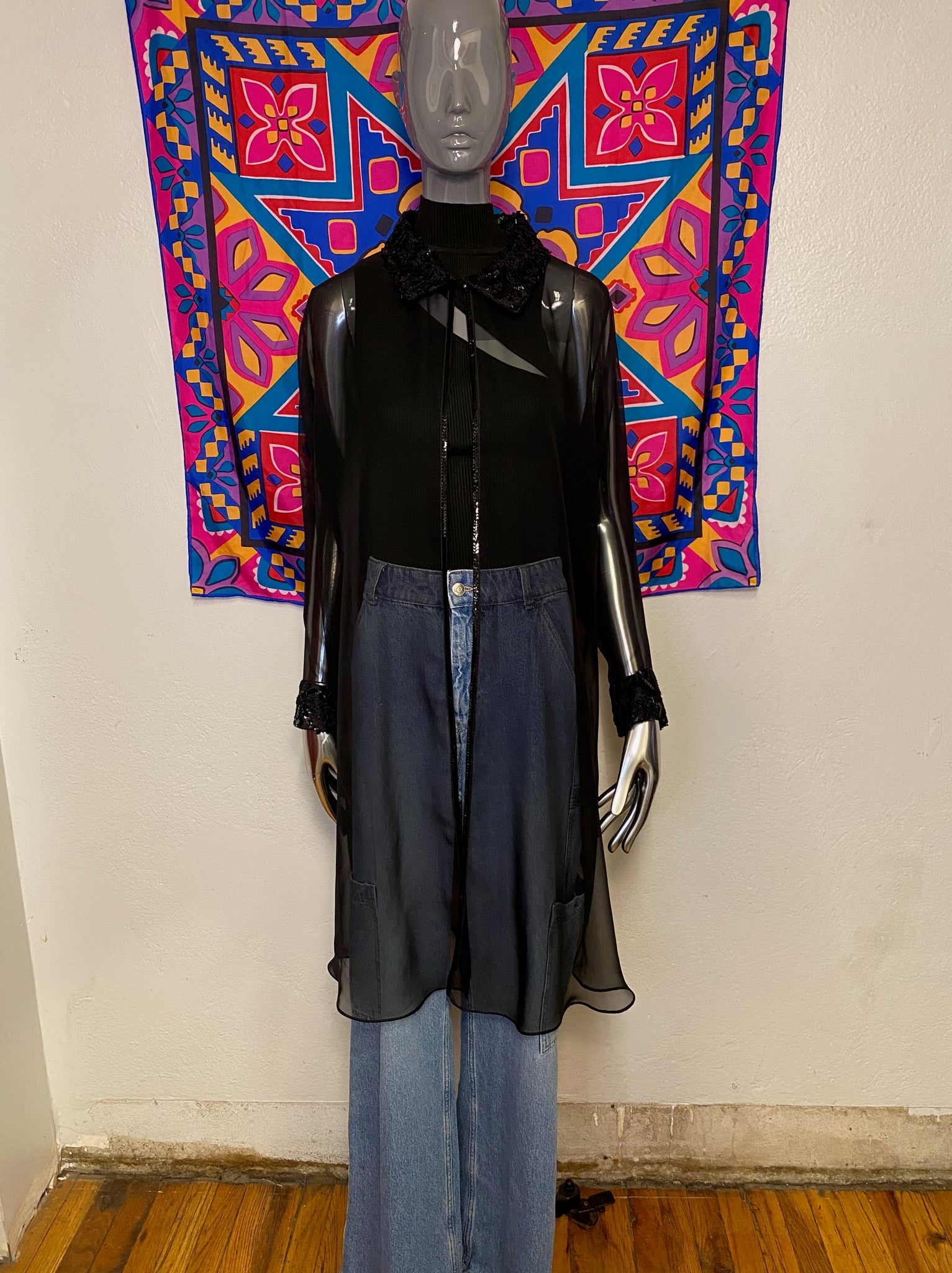 Organza Coat with Sequin Trim, XS / S