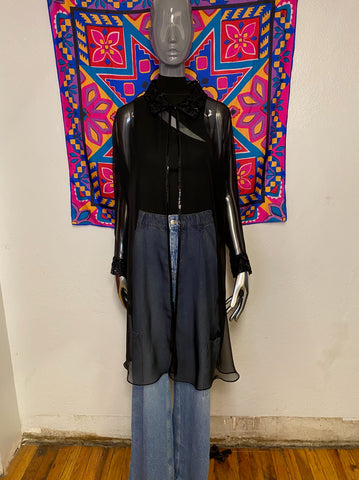 Organza Coat with Sequin Trim, XS / S