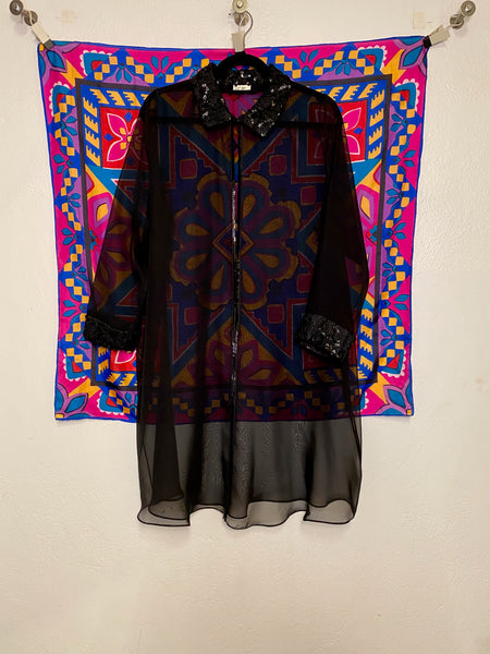 Organza Coat with Sequin Trim, XS / S