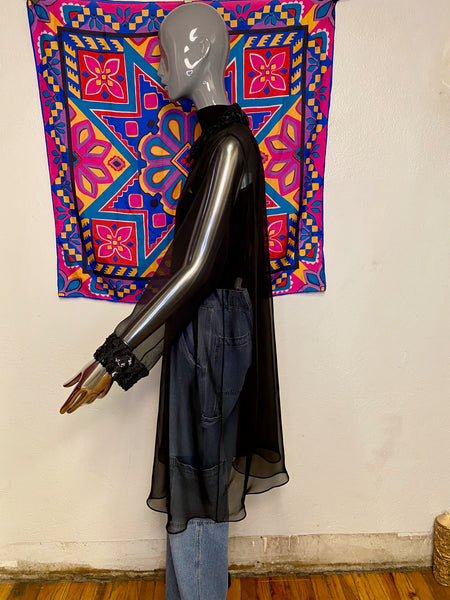 Organza Coat with Sequin Trim, XS / S