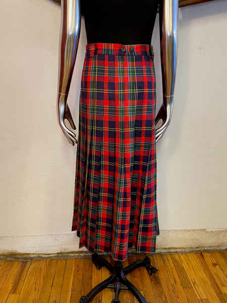 Gardeur Plaid Pleated Maxi Skirt, L / XL