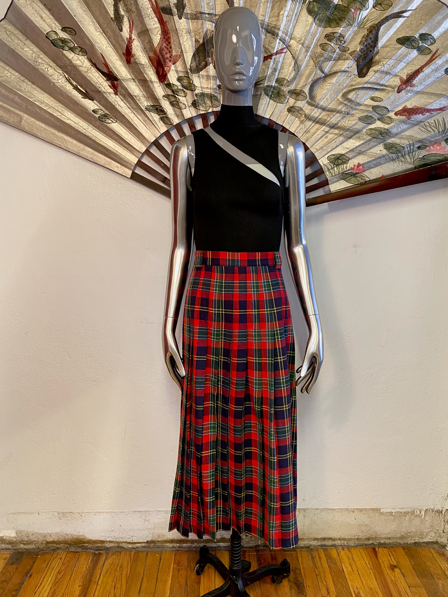 Gardeur Plaid Pleated Maxi Skirt, L / XL