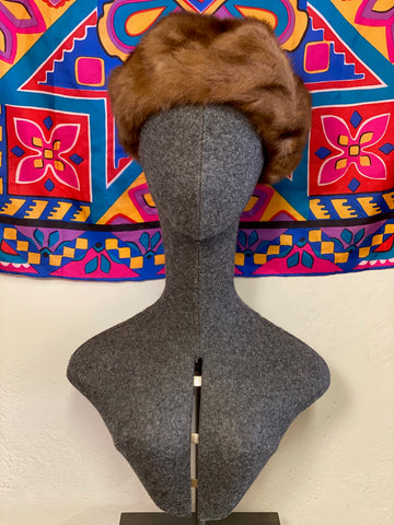 Vintage Fur Beret with Tassles, S