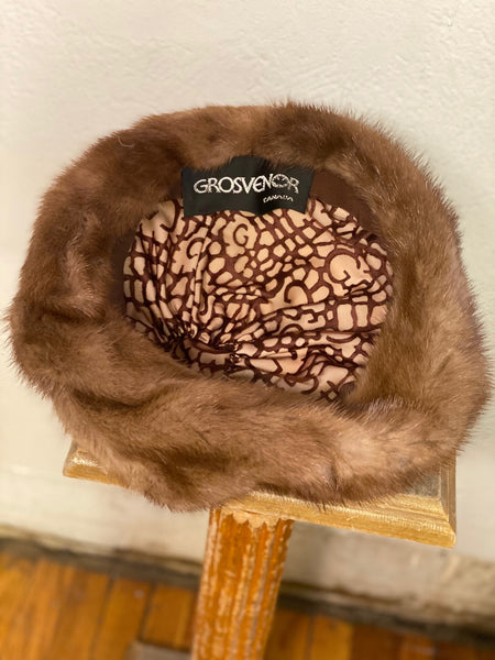 Vintage Fur Beret with Tassles, S