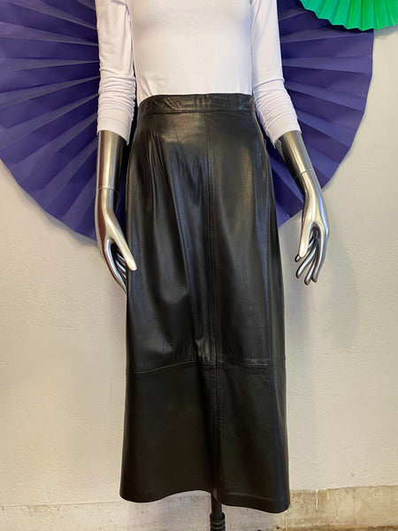 Leather Midi Skirt, W: 31"