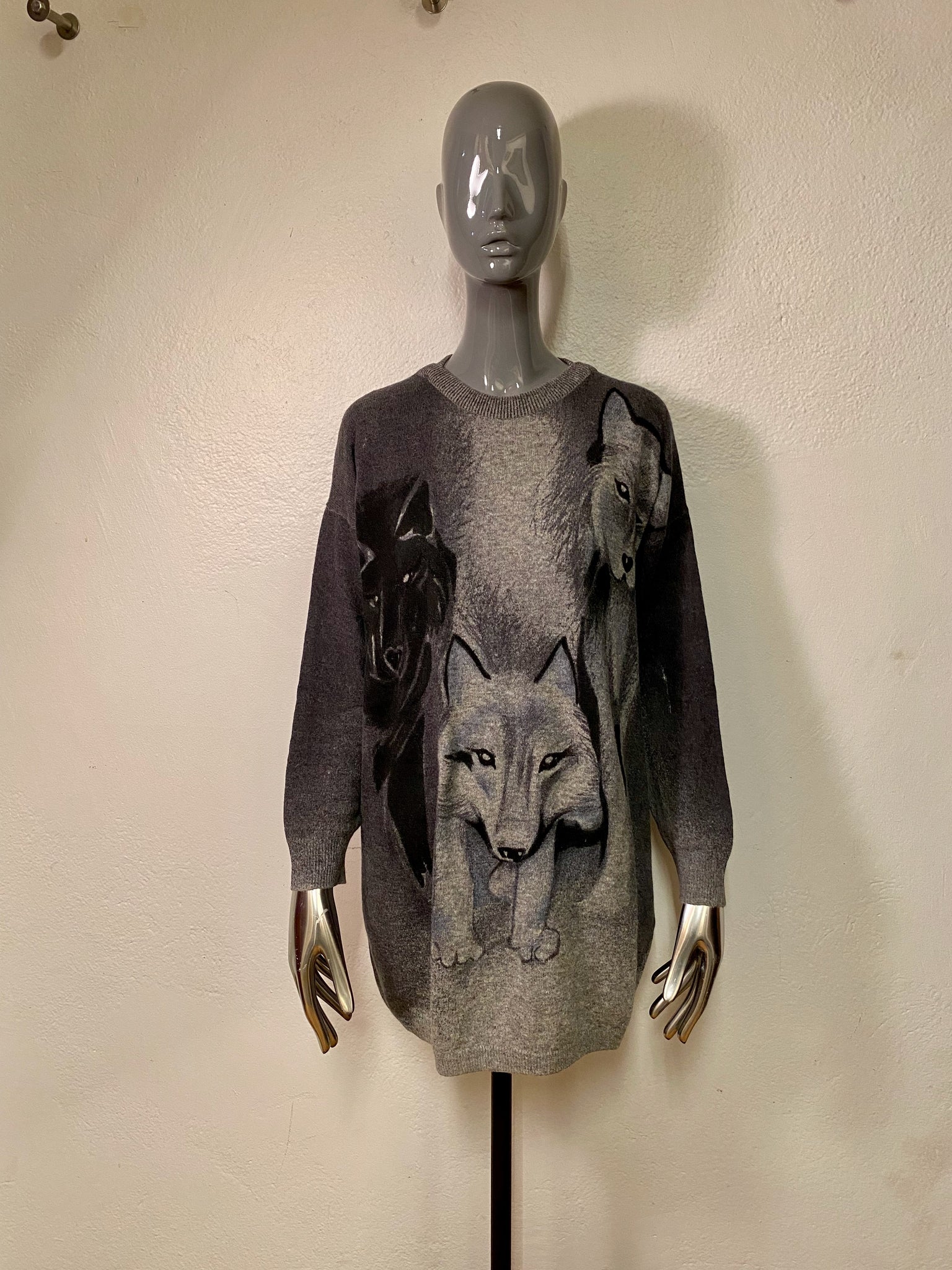 Vintage Krizia Fox Sweater Dress, M