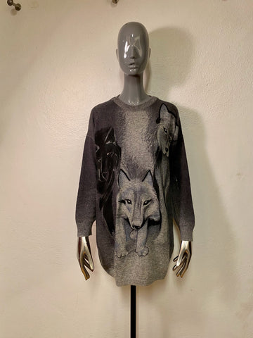 Vintage Krizia Fox Sweater Dress, M